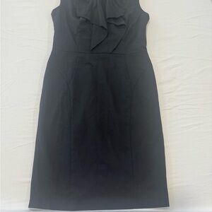 ASOS Elegant Black Midi Dress with Ruffle Accent